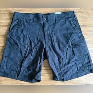 NWT!! Sonoma Men's Cotton Flexwear Ripstop  Black Cargo Shorts With 10”Inseam